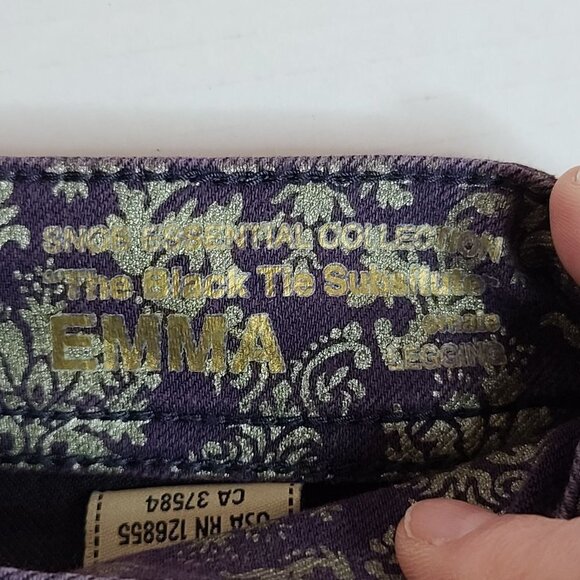 DL1961 Emma Legging Skinny Jeans Ornate Demask Purple Gold Size 25 - Picture 13 of 16